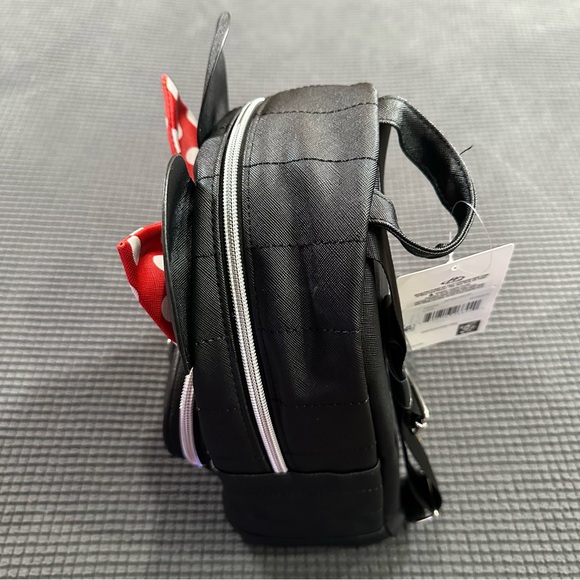 Disney Minnie Mouse Mini Backpack Black Red Polka Dot Bow Ears 9x11x6 - Picture 5 of 10